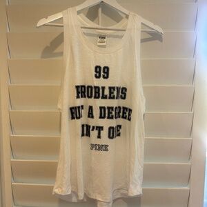 PINK VICTORIA’S SECRET White Slub Cotton Tank Top M 99 Problems
